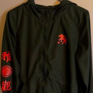 Black & red windbreaker with dragon print